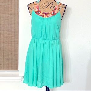 GB Large Mint Dress with Embroidered Neckline